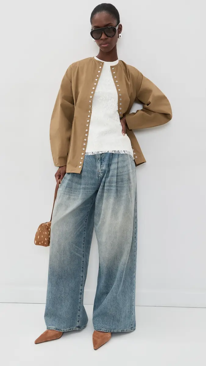 MARQUES ALMEIDA Long Sleeve T-Shirt with Lace Overlay Cream | Thumbnail 5