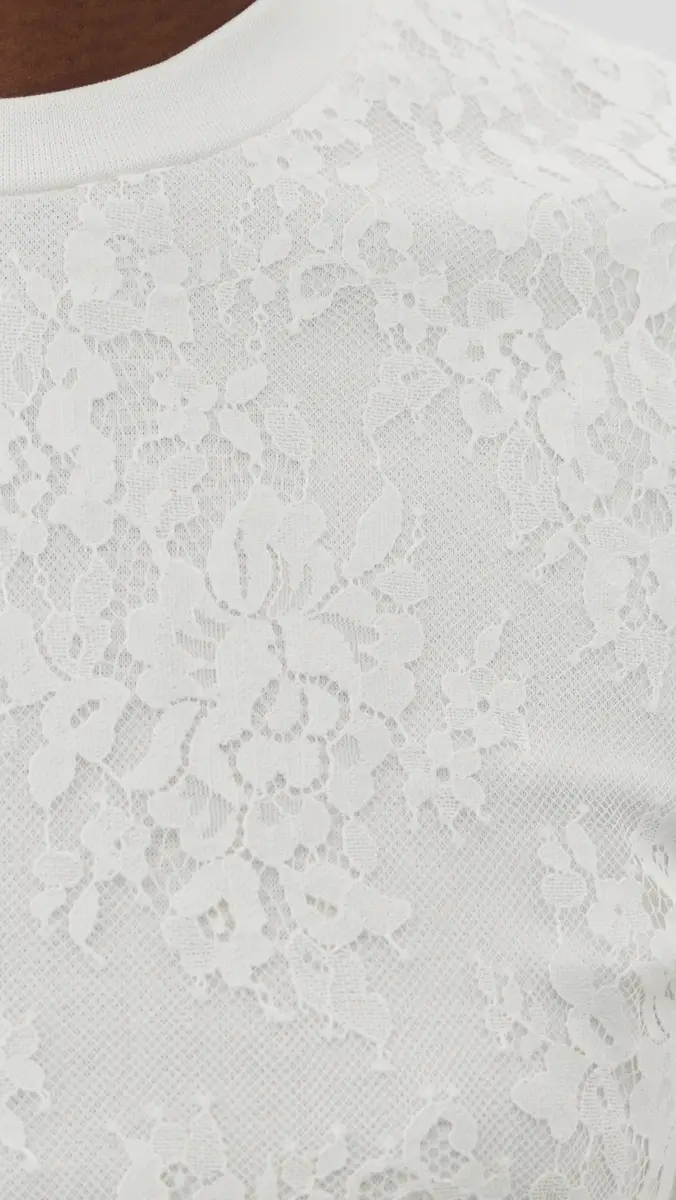 MARQUES ALMEIDA Long Sleeve T-Shirt with Lace Overlay Cream | Thumbnail 6