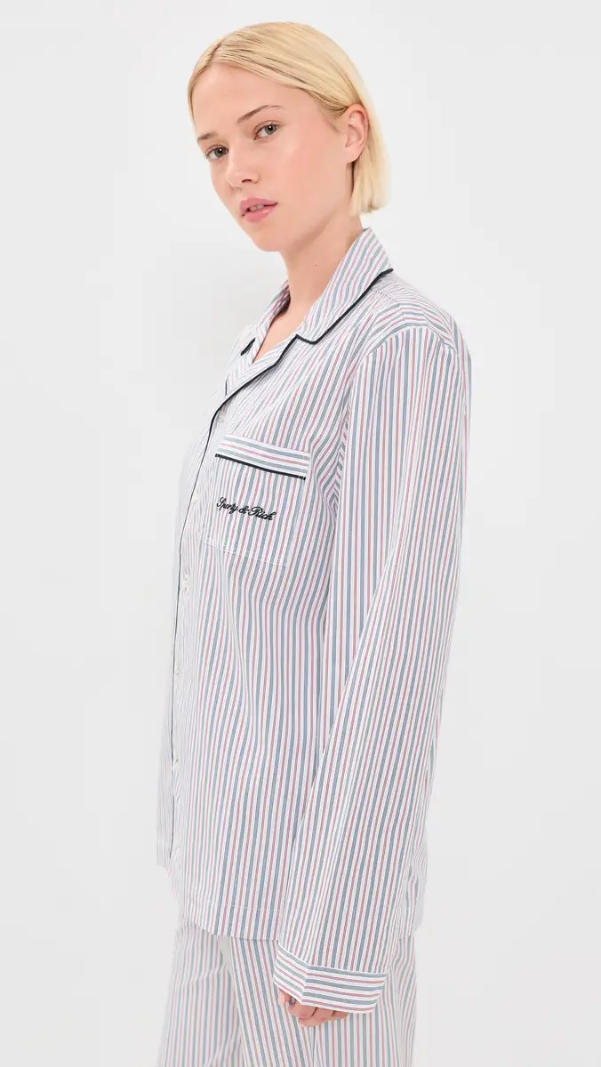 Sporty & Rich Signature Logo Pajama Shirt | Thumbnail 4 Sporty & Rich Signature Logo Pajama Shirt | Thumbnail 4