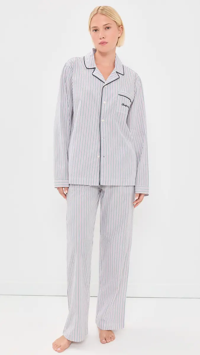 Sporty & Rich Signature Logo Pajama Shirt | Thumbnail 5 Sporty & Rich Signature Logo Pajama Shirt | Thumbnail 5