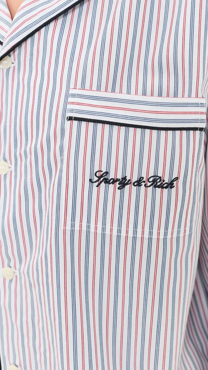 Sporty & Rich Signature Logo Pajama Shirt | Thumbnail 6 Sporty & Rich Signature Logo Pajama Shirt | Thumbnail 6