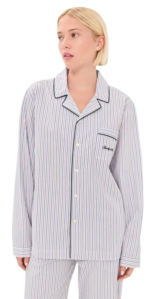 Sporty & Rich Signature Logo Pajama Shirt