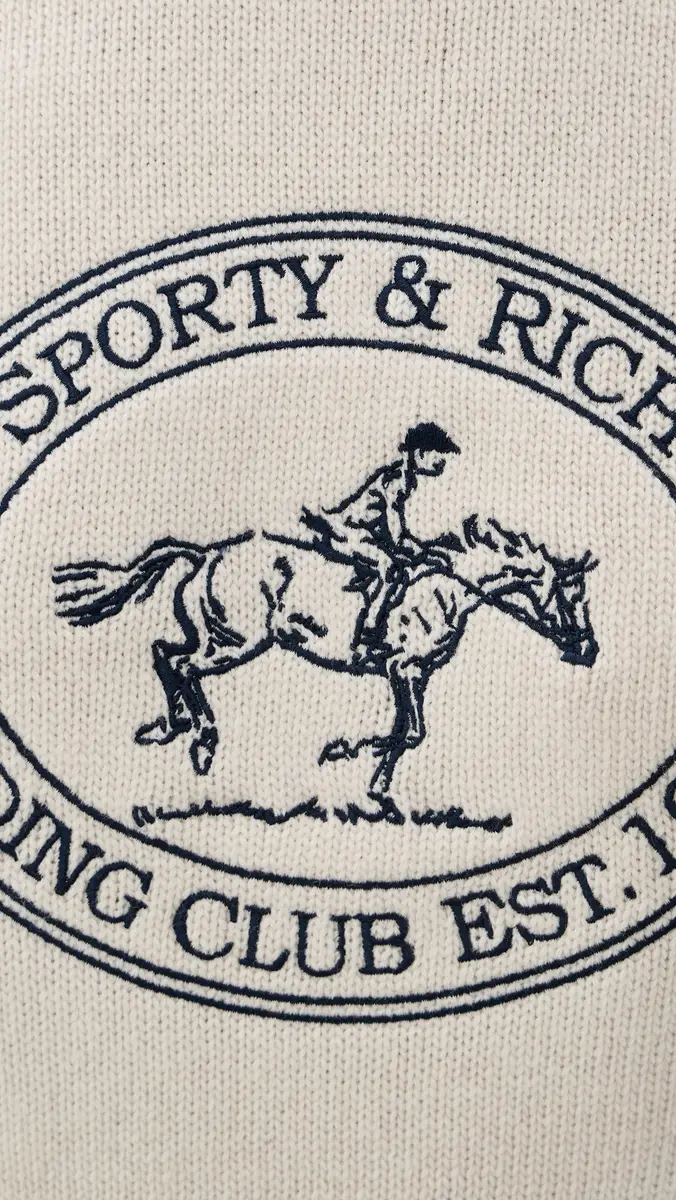Sporty & Rich Riding Club Knitted Boxy Wool Sweater | Thumbnail 6 Sporty & Rich Riding Club Knitted Boxy Wool Sweater | Thumbnail 6