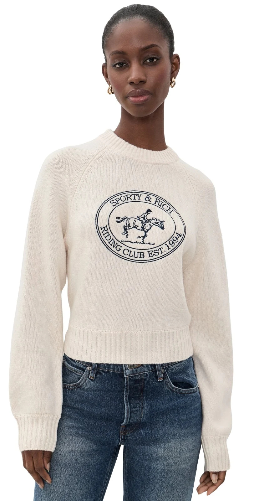 Sporty & Rich Riding Club Knitted Boxy Wool Sweater