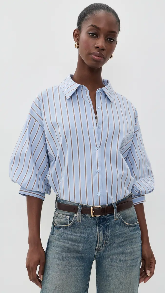 English Factory Striped Balloon Sleeve Shirt | Thumbnail 2 English Factory Striped Balloon Sleeve Shirt | Thumbnail 2