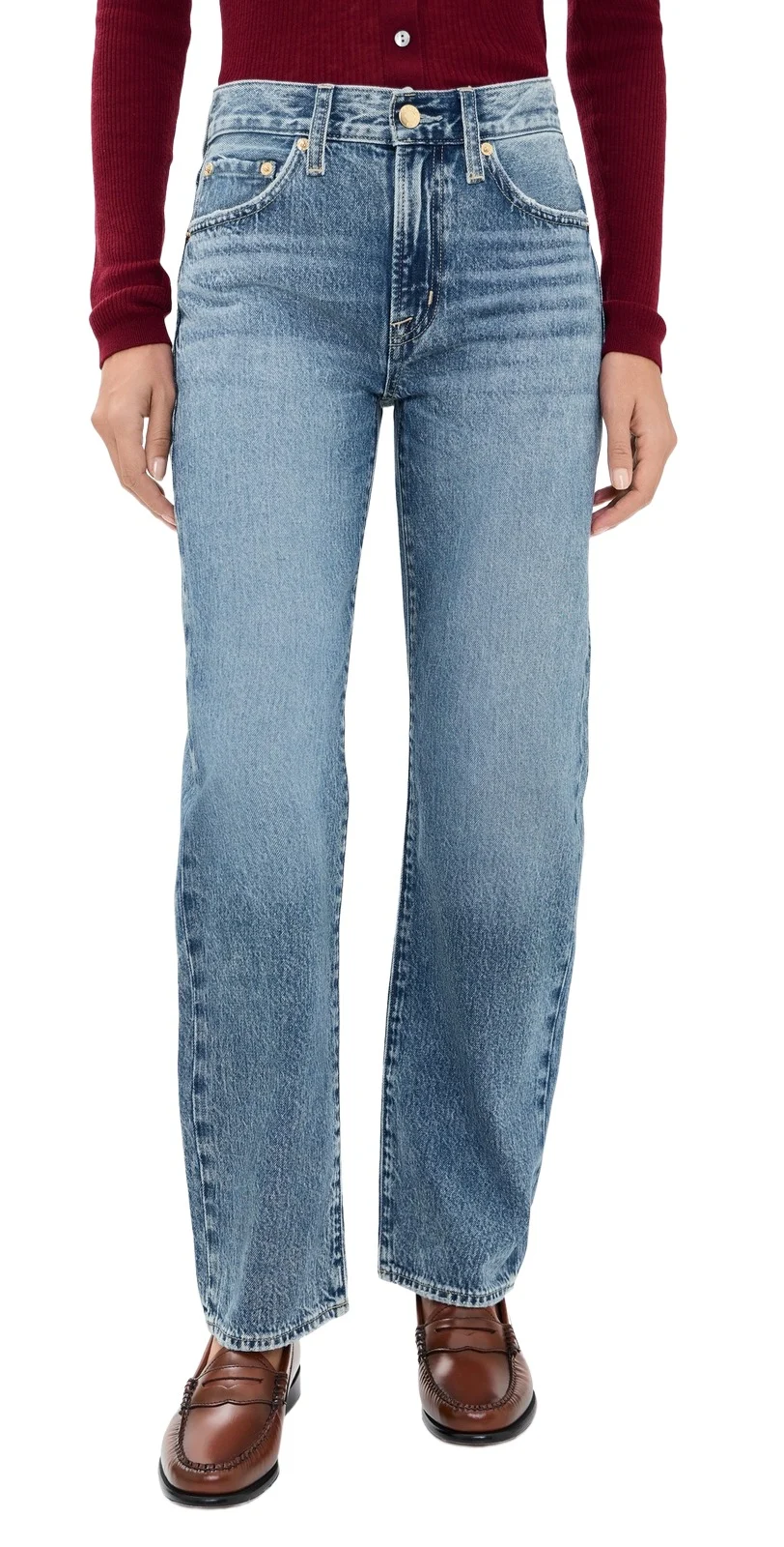 Pistola Lexi Mid Rise Bowed Straight Jeans