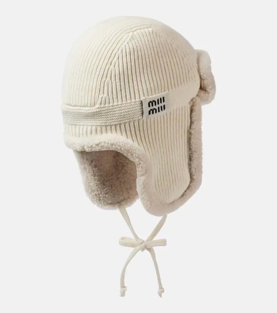Miu Miu Shearling-trimmed wool and cashmere hat | Thumbnail 3