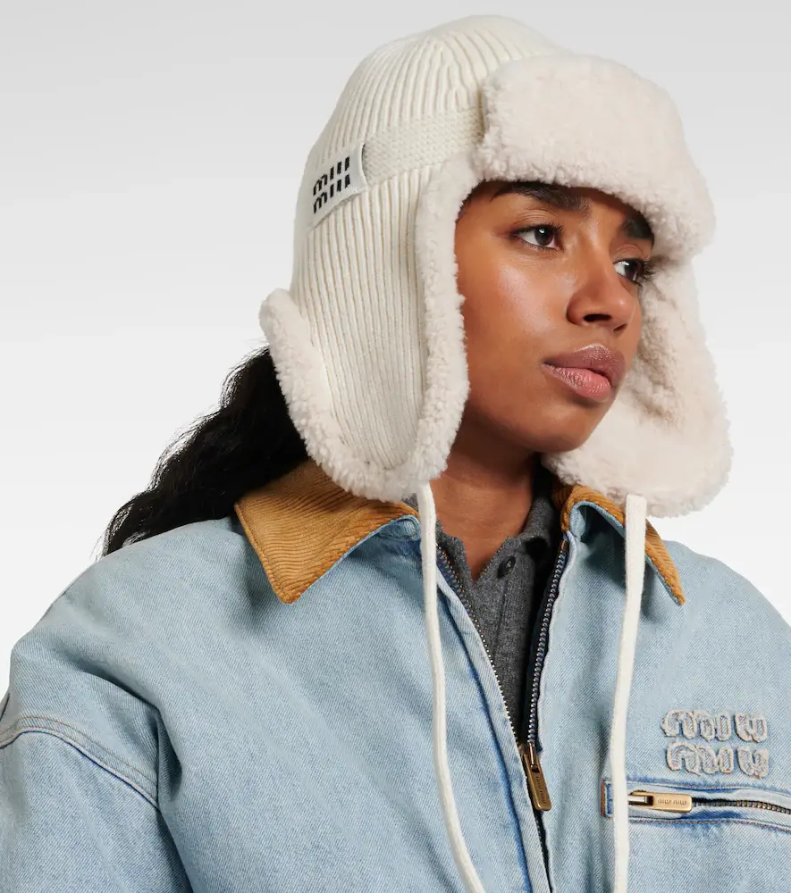 Miu Miu Shearling-trimmed wool and cashmere hat | Thumbnail 4