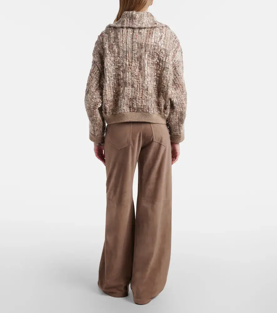 Brunello Cucinelli Suede wide-leg pants | Thumbnail 4 Brunello Cucinelli Suede wide-leg pants | Thumbnail 4