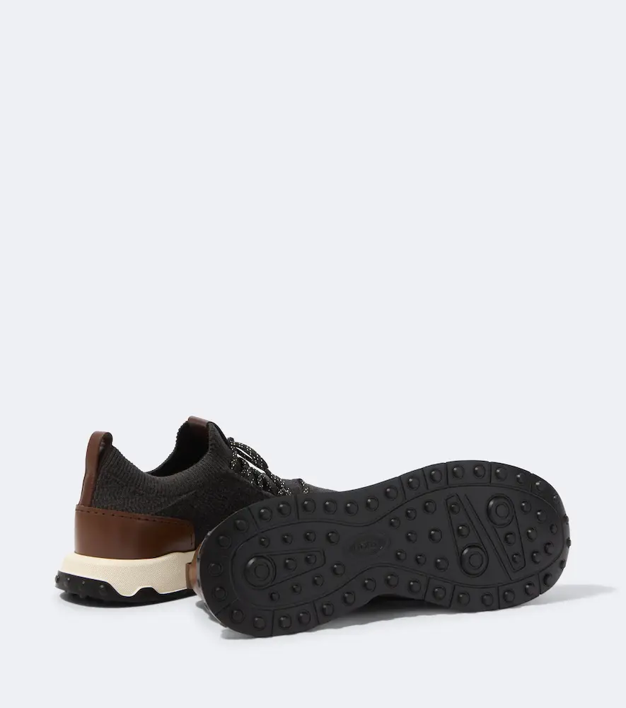 Tod's Knitted leather-trimmed sneakers | Thumbnail 2 Tod's Knitted leather-trimmed sneakers | Thumbnail 2