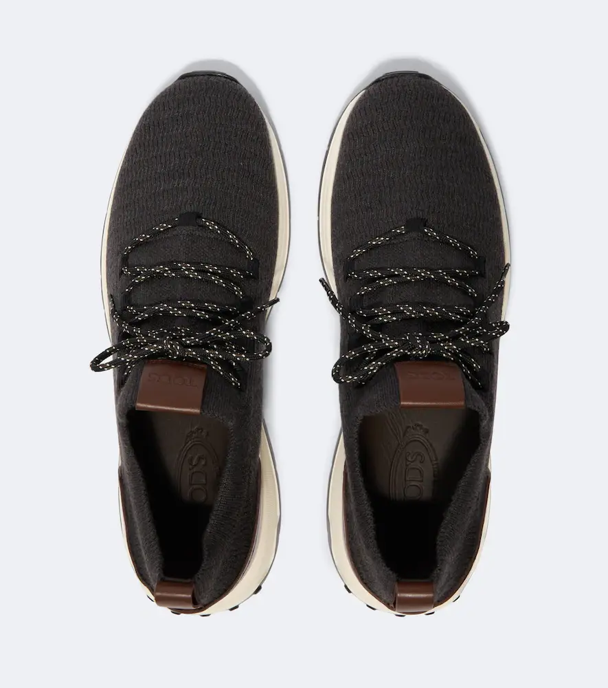 Tod's Knitted leather-trimmed sneakers | Thumbnail 3 Tod's Knitted leather-trimmed sneakers | Thumbnail 3