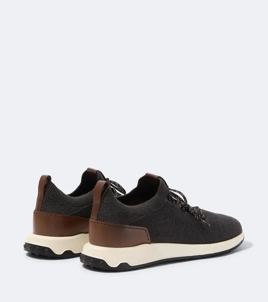 Tod's Knitted leather-trimmed sneakers | Thumbnail 4 Tod's Knitted leather-trimmed sneakers | Thumbnail 4