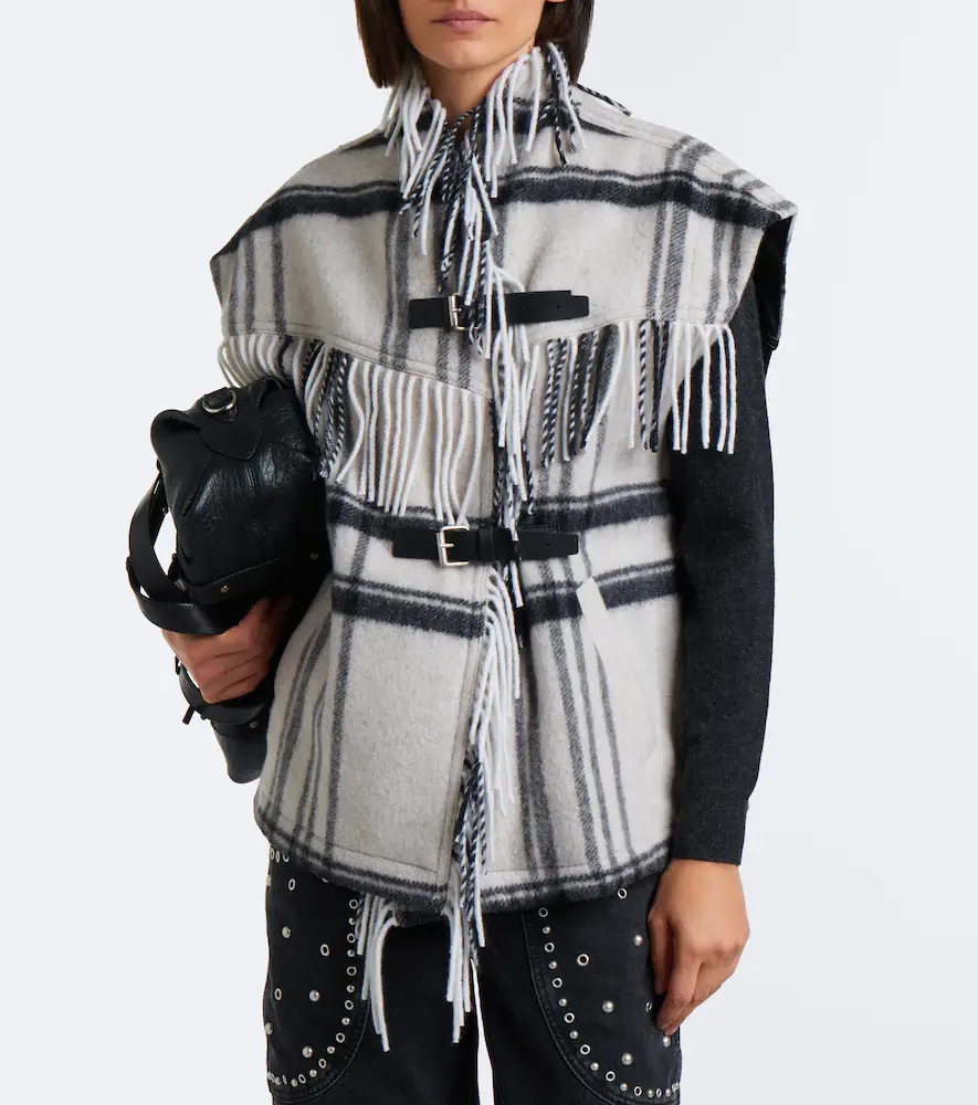 Marant Étoile Ginesa checked fringed wool-blend vest | Thumbnail 4