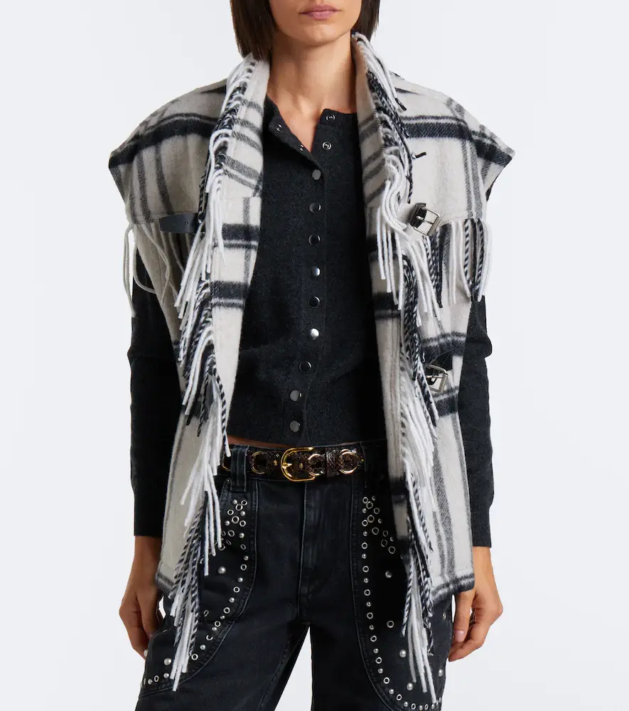 Marant Étoile Ginesa checked fringed wool-blend vest | Thumbnail 7