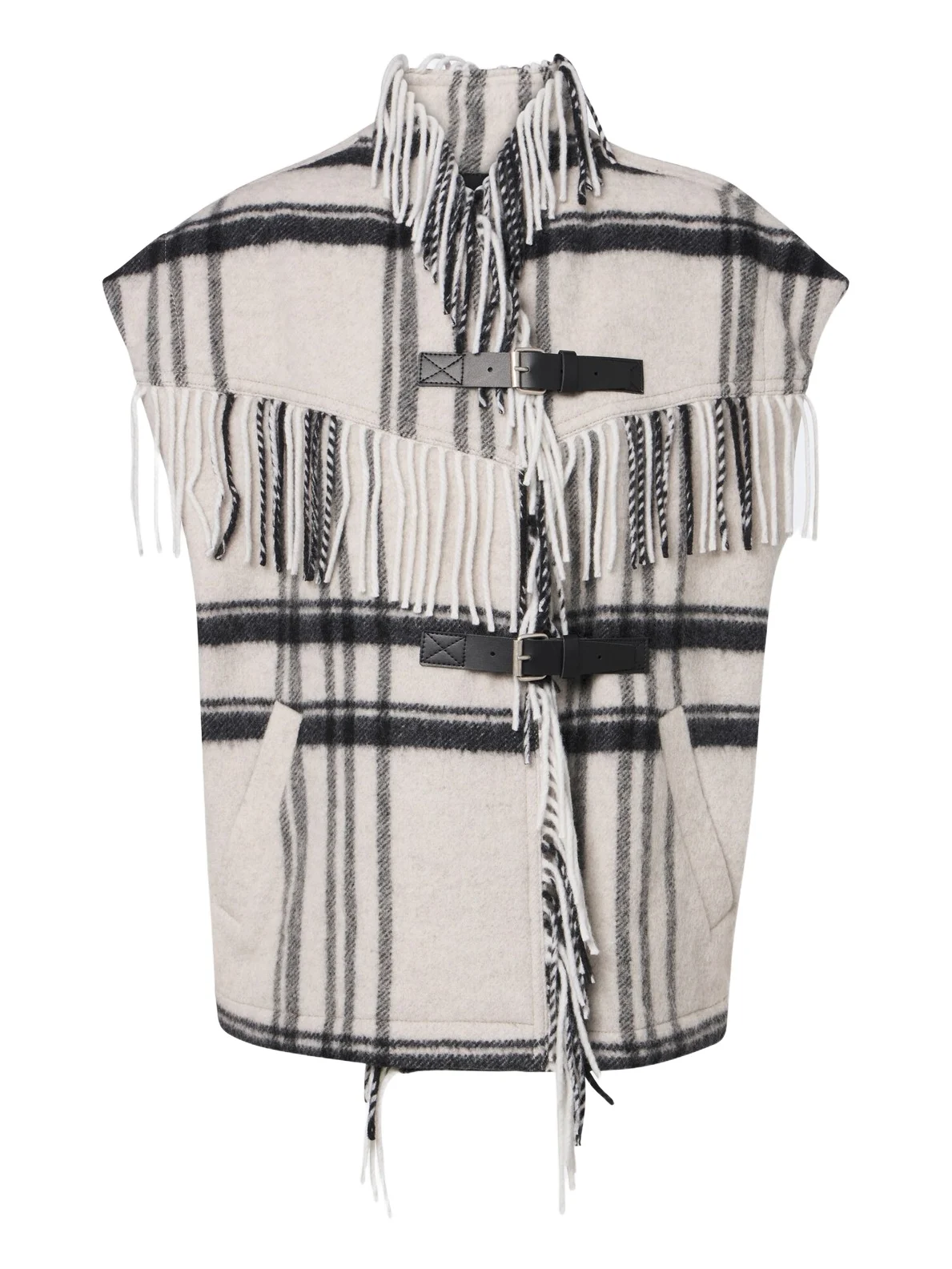 Ginesa checked fringed wool-blend vest Ginesa checked fringed wool-blend vest