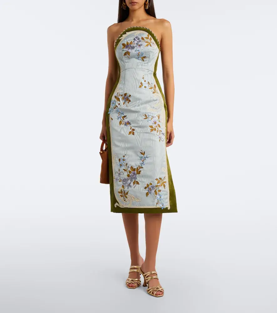 ALÉMAIS Alémais Odessa moiré and velvet bustier dress | Thumbnail 2