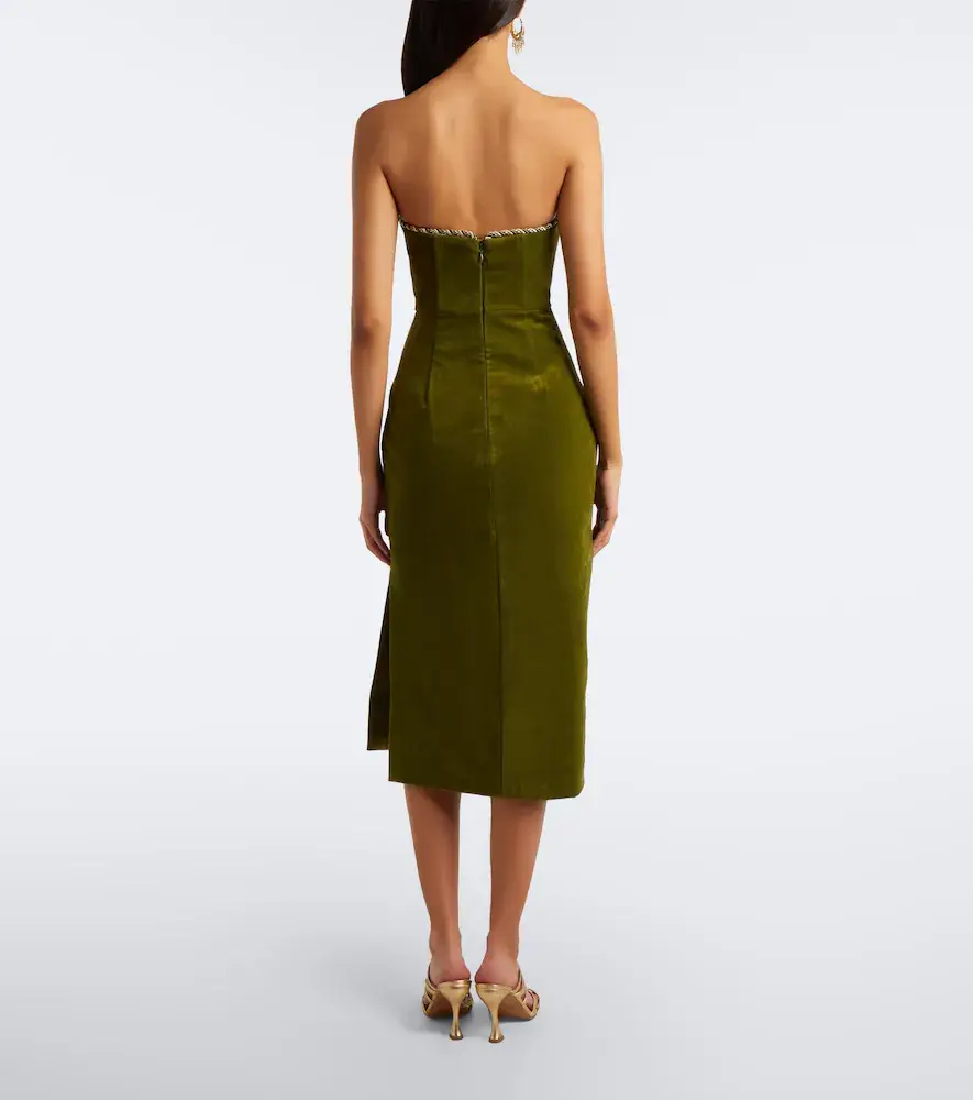ALÉMAIS Alémais Odessa moiré and velvet bustier dress | Thumbnail 4
