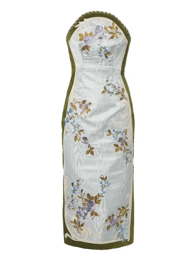 Alémais Odessa moiré and velvet bustier dress