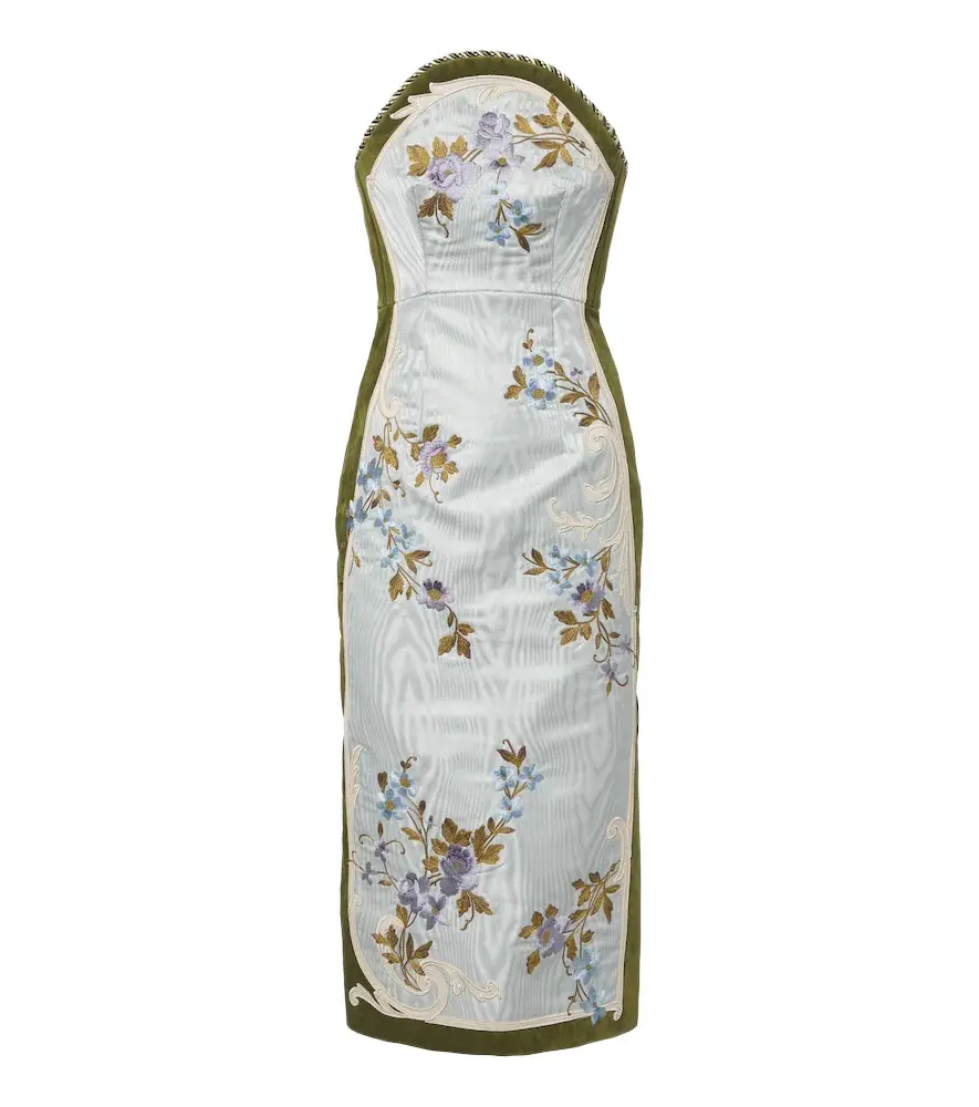 Alémais Odessa moiré and velvet bustier dress