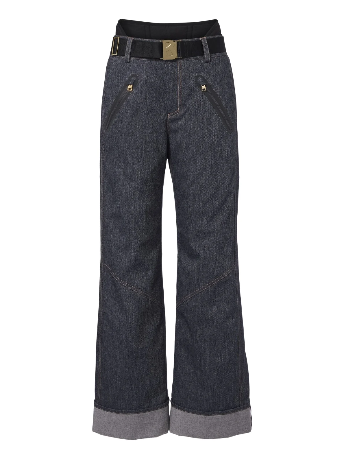 Klea belted denim wide-leg ski pants Klea belted denim wide-leg ski pants