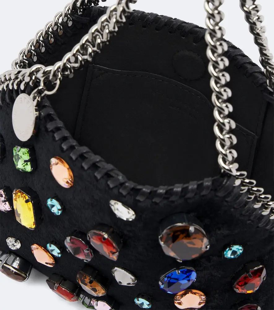 Stella McCartney Falabella Tiny embellished velvet shoulder bag | Thumbnail 3