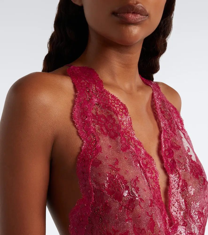 Saint Laurent Sheer cotton-blend lace bodysuit | Thumbnail 4 Saint Laurent Sheer cotton-blend lace bodysuit | Thumbnail 4