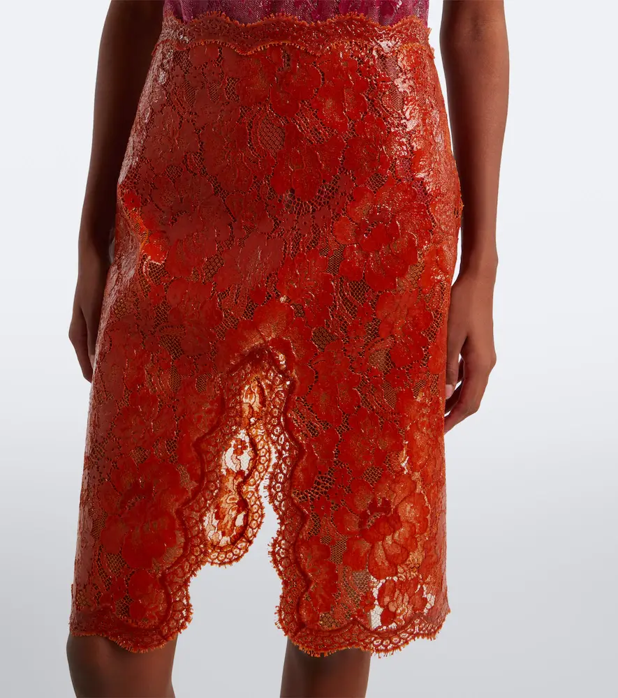 Saint Laurent Scalloped coated lace pencil skirt | Thumbnail 2 Saint Laurent Scalloped coated lace pencil skirt | Thumbnail 2