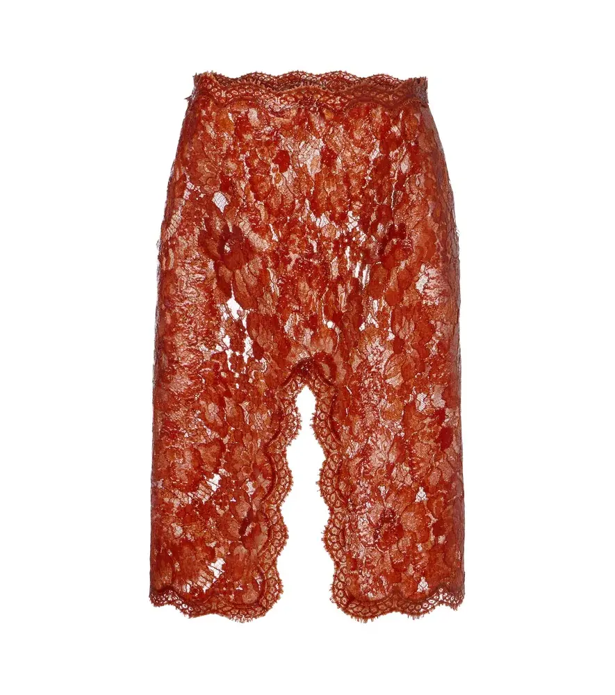 Scalloped coated lace pencil skirt Scalloped coated lace pencil skirt