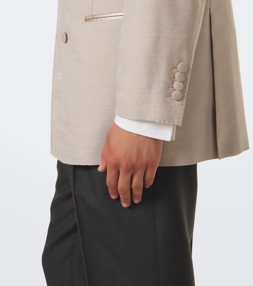 Brunello Cucinelli Double-breasted satin-trimmed silk blazer | Thumbnail 2 Brunello Cucinelli Double-breasted satin-trimmed silk blazer | Thumbnail 2