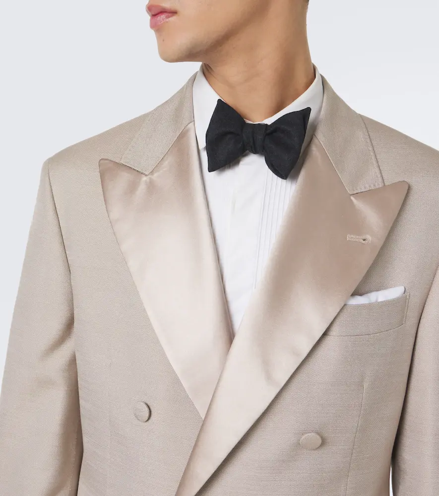 Brunello Cucinelli Double-breasted satin-trimmed silk blazer | Thumbnail 3 Brunello Cucinelli Double-breasted satin-trimmed silk blazer | Thumbnail 3