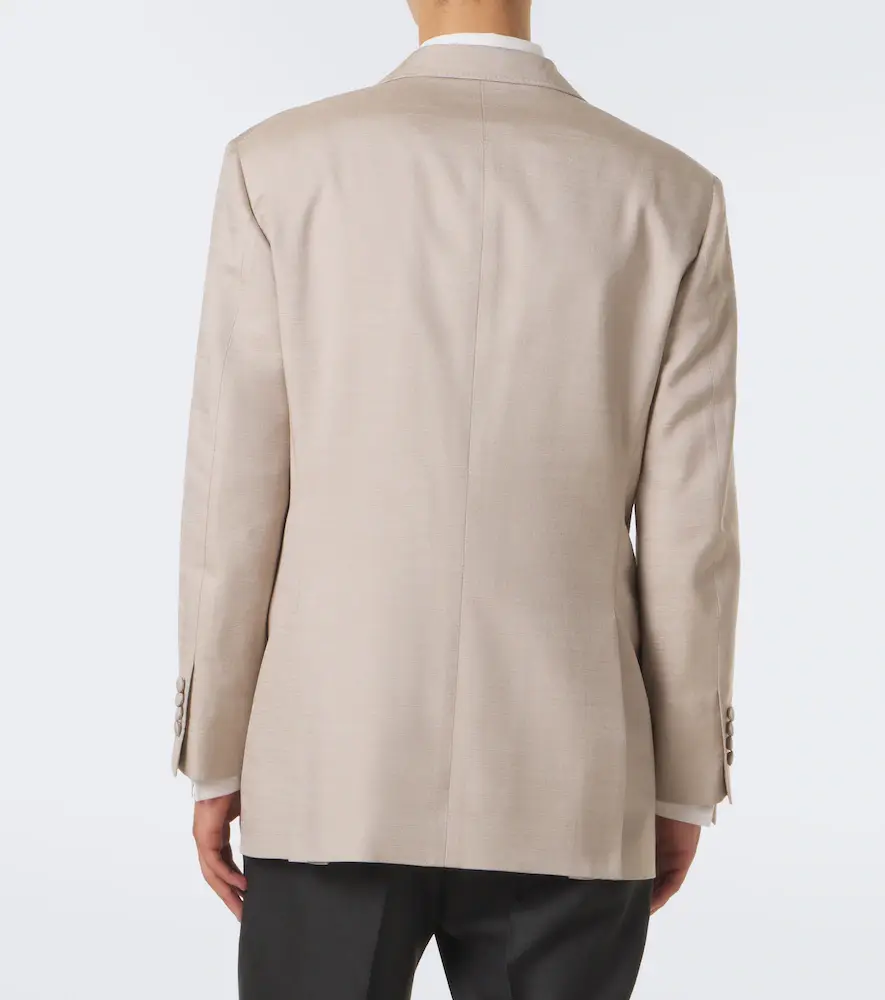 Brunello Cucinelli Double-breasted satin-trimmed silk blazer | Thumbnail 4 Brunello Cucinelli Double-breasted satin-trimmed silk blazer | Thumbnail 4