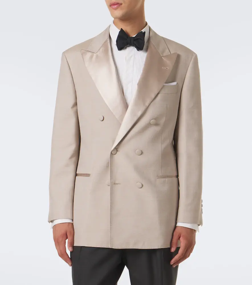 Brunello Cucinelli Double-breasted satin-trimmed silk blazer | Thumbnail 5 Brunello Cucinelli Double-breasted satin-trimmed silk blazer | Thumbnail 5