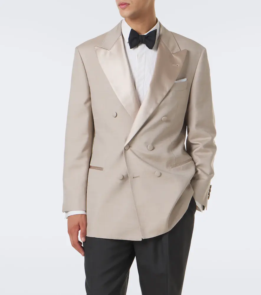 Brunello Cucinelli Double-breasted satin-trimmed silk blazer | Thumbnail 8 Brunello Cucinelli Double-breasted satin-trimmed silk blazer | Thumbnail 8