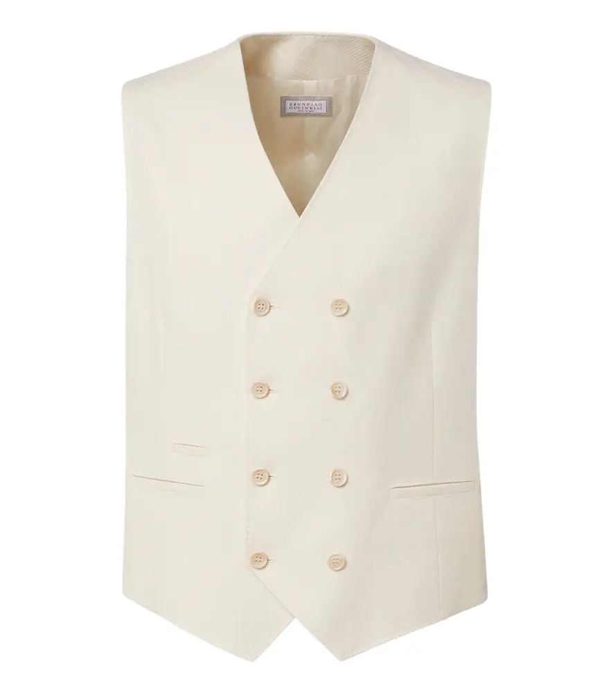 Brunello Cucinelli Double-breasted wool and cotton vest