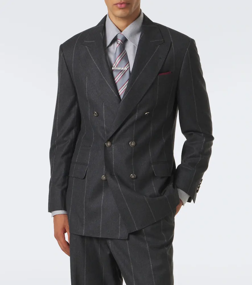 Brunello Cucinelli Chalk stripe wool, silk, and cashmere suit | Thumbnail 2