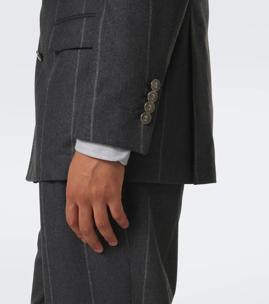 Brunello Cucinelli Chalk stripe wool, silk, and cashmere suit | Thumbnail 3