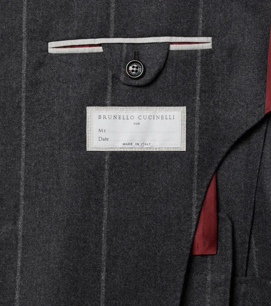 Brunello Cucinelli Chalk stripe wool, silk, and cashmere suit | Thumbnail 4