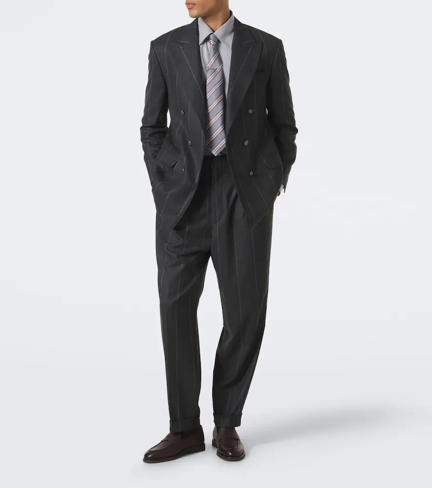 Brunello Cucinelli Chalk stripe wool, silk, and cashmere suit | Thumbnail 5