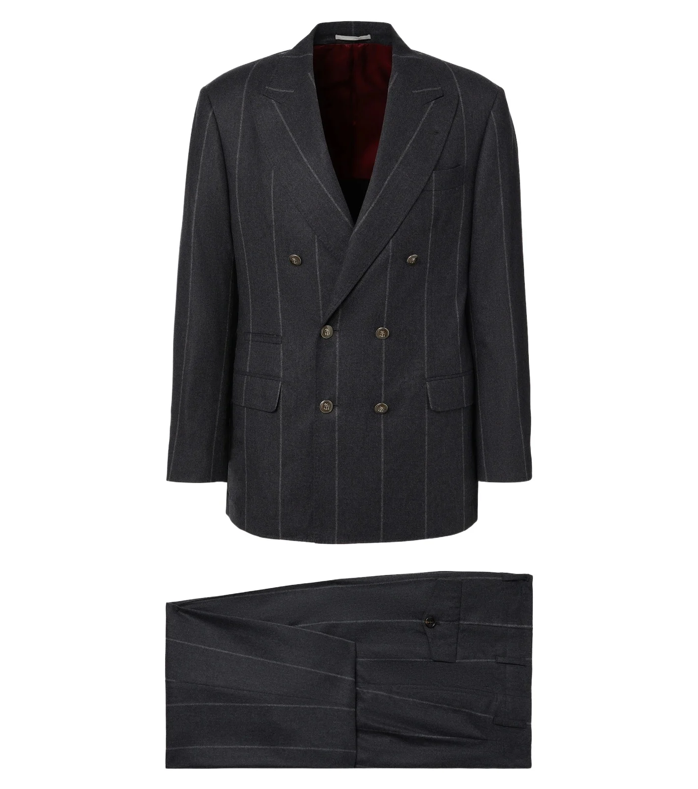 Brunello Cucinelli Chalk stripe wool, silk, and cashmere suit