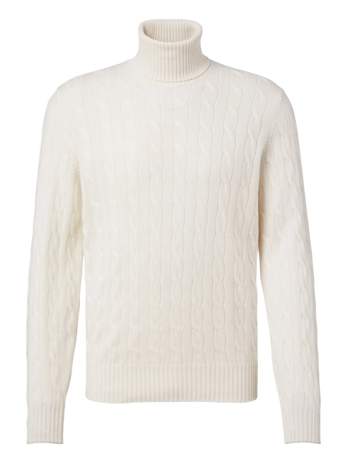 Cable-knit cashmere turtleneck sweater