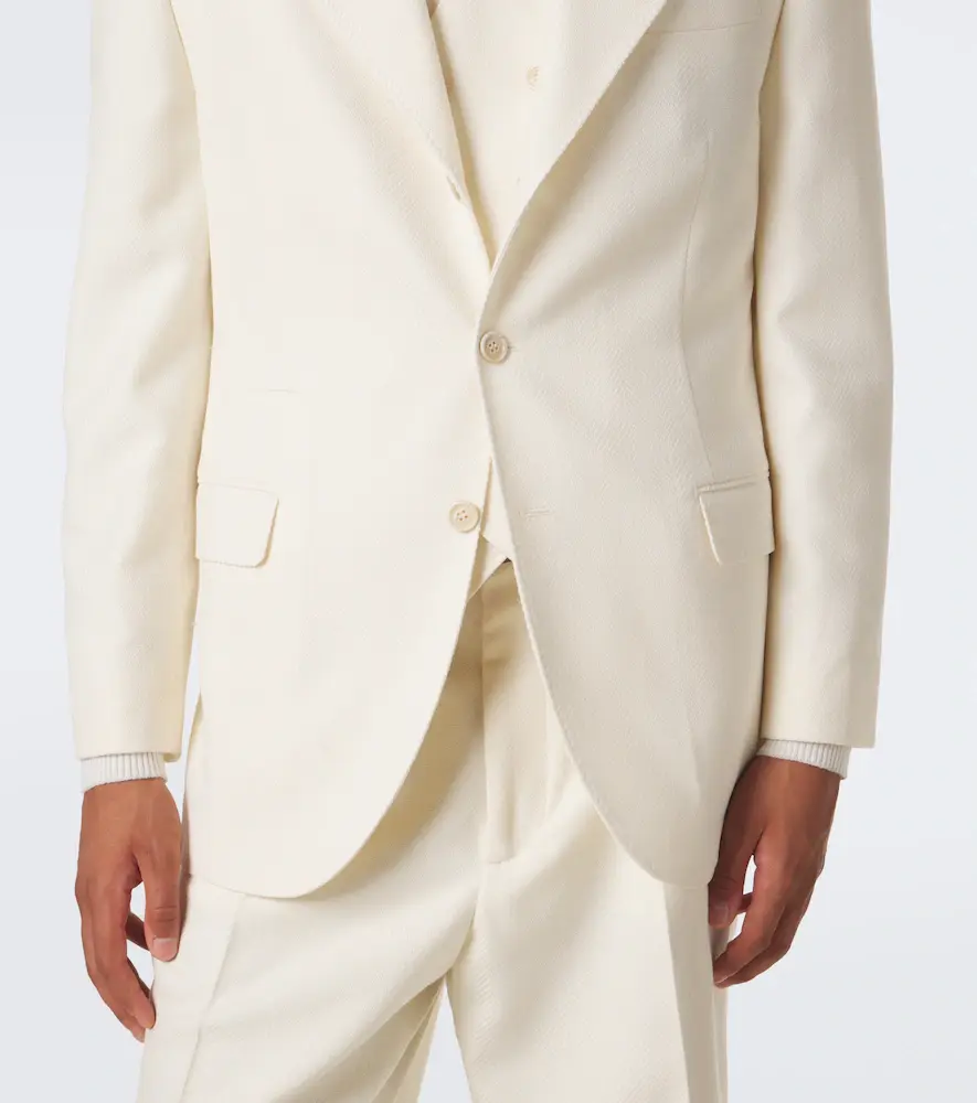 Brunello Cucinelli Herringbone wool and cotton blazer | Thumbnail 2 Brunello Cucinelli Herringbone wool and cotton blazer | Thumbnail 2