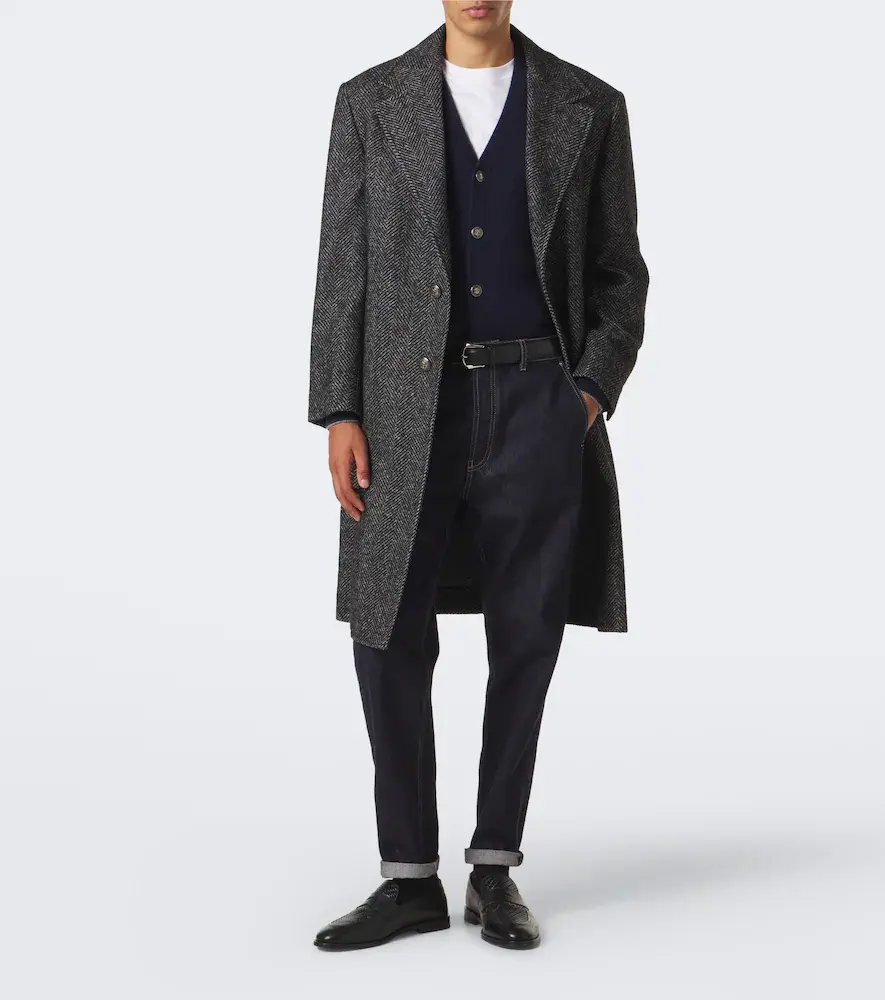 Brunello Cucinelli Herringbone wool and alpaca-blend coat | Thumbnail 2 Brunello Cucinelli Herringbone wool and alpaca-blend coat | Thumbnail 2