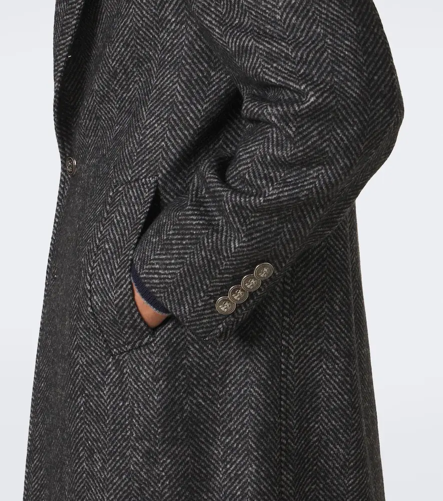 Brunello Cucinelli Herringbone wool and alpaca-blend coat | Thumbnail 3 Brunello Cucinelli Herringbone wool and alpaca-blend coat | Thumbnail 3