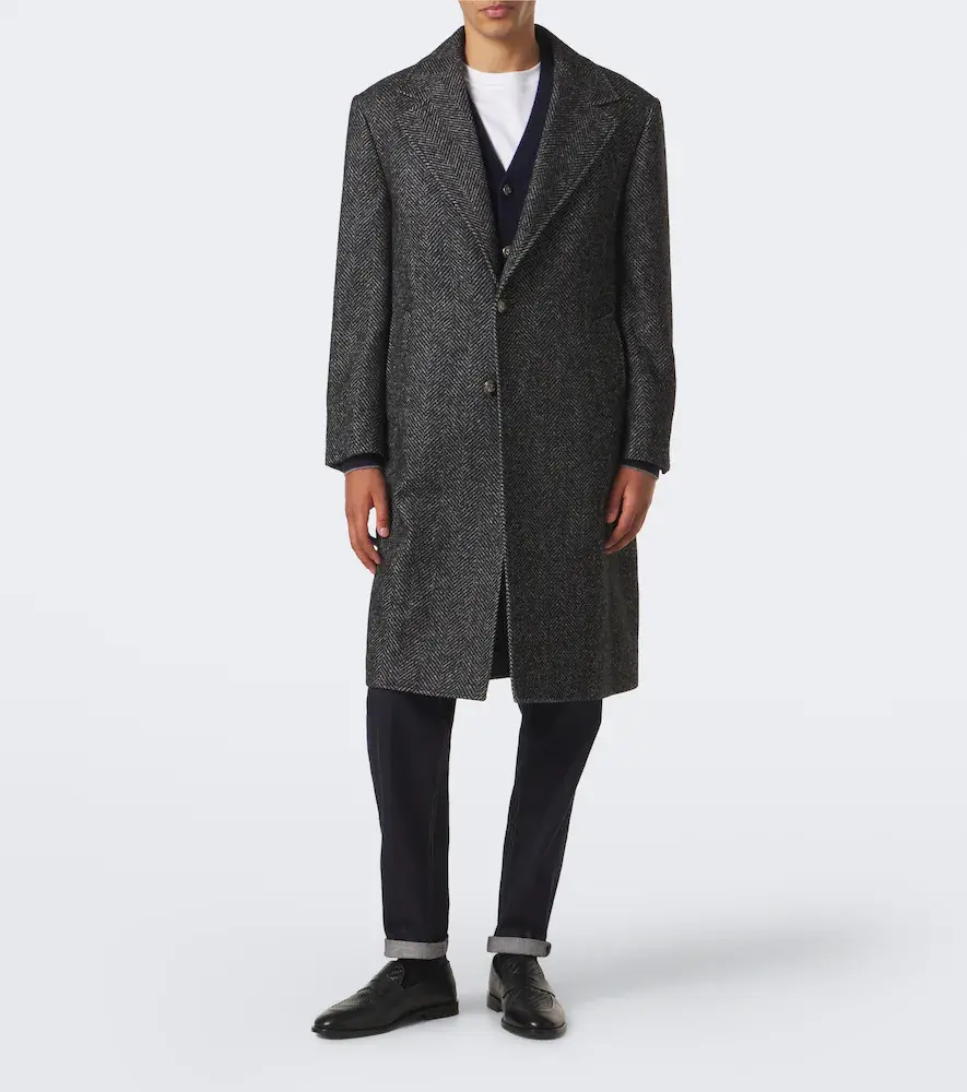 Brunello Cucinelli Herringbone wool and alpaca-blend coat | Thumbnail 4 Brunello Cucinelli Herringbone wool and alpaca-blend coat | Thumbnail 4