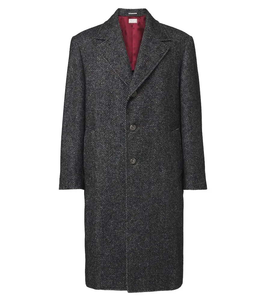 Brunello Cucinelli Herringbone wool and alpaca-blend coat