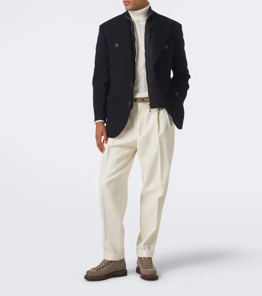 Brunello Cucinelli Herringbone layered wool and cotton jacket | Thumbnail 3 Brunello Cucinelli Herringbone layered wool and cotton jacket | Thumbnail 3