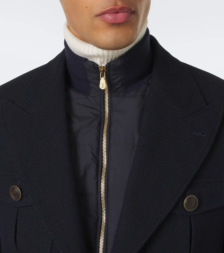 Brunello Cucinelli Herringbone layered wool and cotton jacket | Thumbnail 4 Brunello Cucinelli Herringbone layered wool and cotton jacket | Thumbnail 4