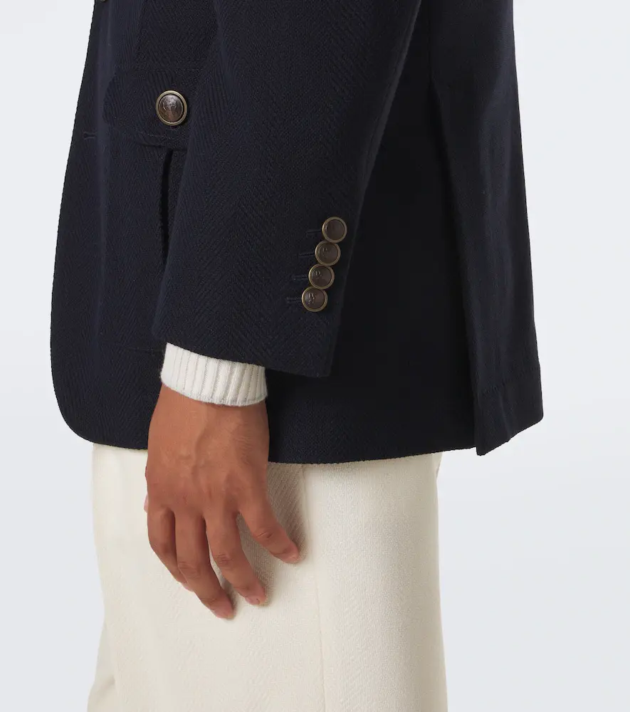 Brunello Cucinelli Herringbone layered wool and cotton jacket | Thumbnail 5 Brunello Cucinelli Herringbone layered wool and cotton jacket | Thumbnail 5