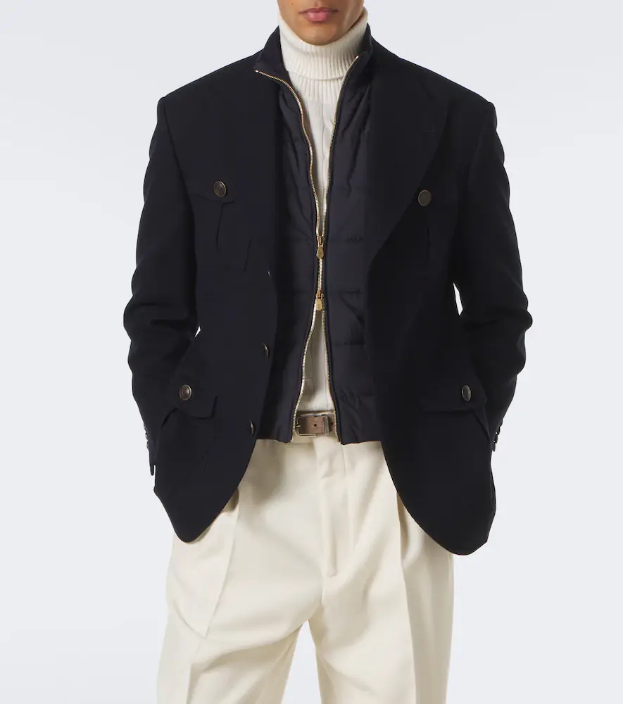 Brunello Cucinelli Herringbone layered wool and cotton jacket | Thumbnail 6 Brunello Cucinelli Herringbone layered wool and cotton jacket | Thumbnail 6