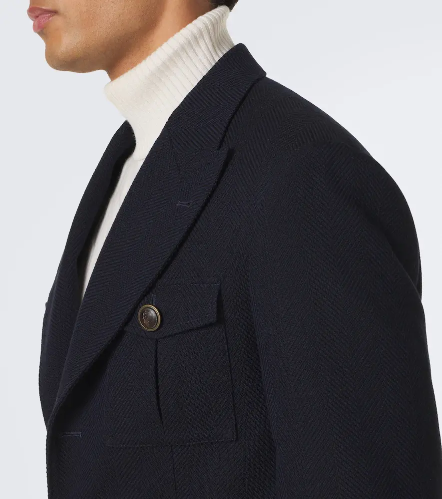 Brunello Cucinelli Herringbone layered wool and cotton jacket | Thumbnail 8 Brunello Cucinelli Herringbone layered wool and cotton jacket | Thumbnail 8